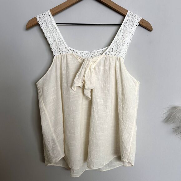 Madewell Crochet Lace Sleeve Bow Back Flowy Feminine Blouse - Picture 9 of 9